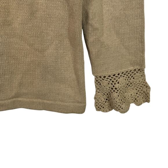 Storybook Knits Alphonse Muchas Flower Sequin Cardigan Sweater Tan Beige Small - Picture 6 of 8